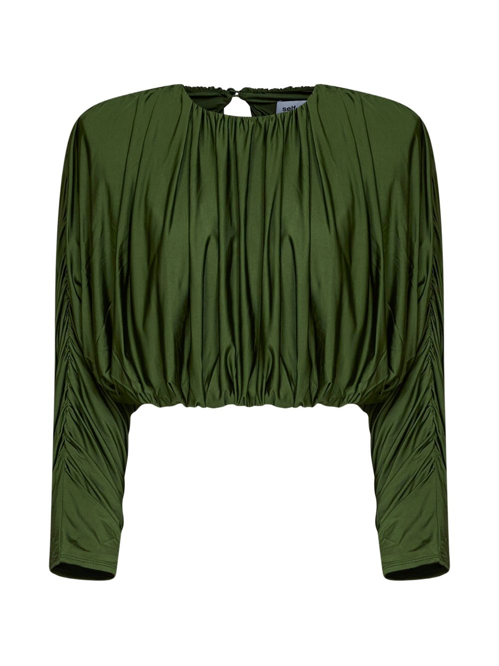 SELF PORTRAIT Crop top verde increspato