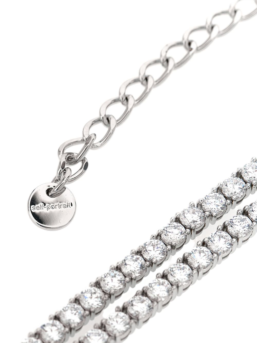 SELF PORTRAIT Collana argentata elegante con strass e pendaglio luminoso