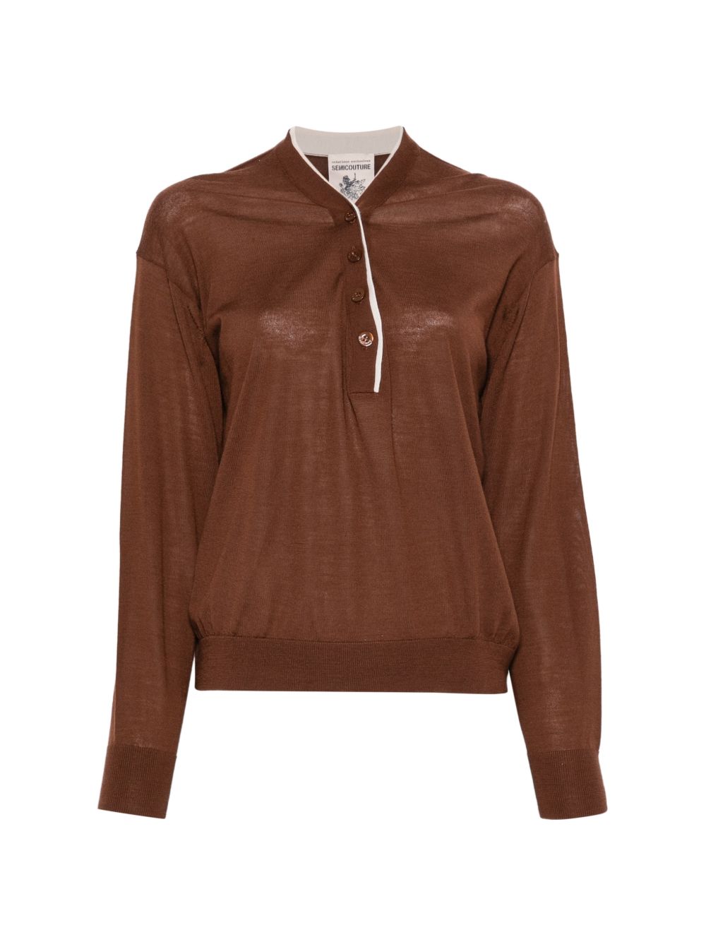 SEMICOUTURE Maglia Samara marrone in lana vergine