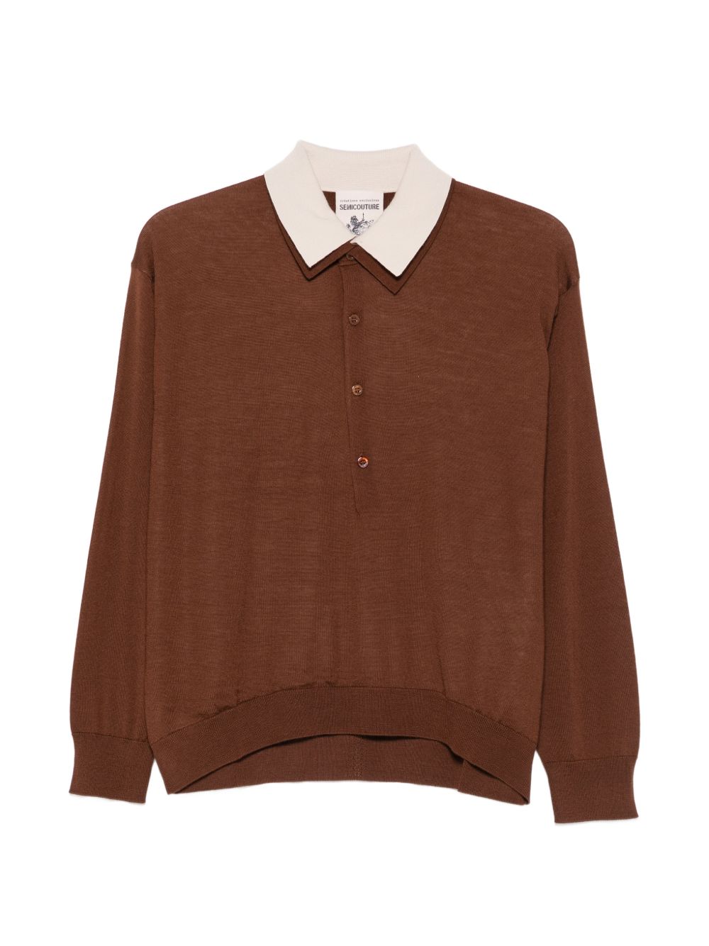 SEMICOUTURE Polo Cassie color avorio e marrone