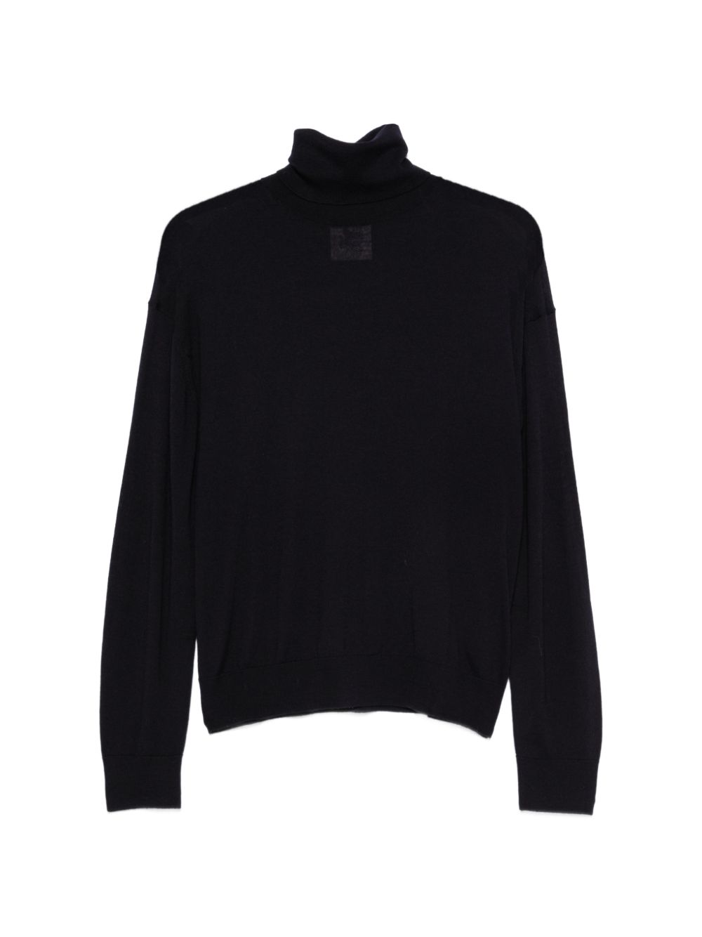SEMICOUTURE Maglia blu in lana a collo alto con texture leggera