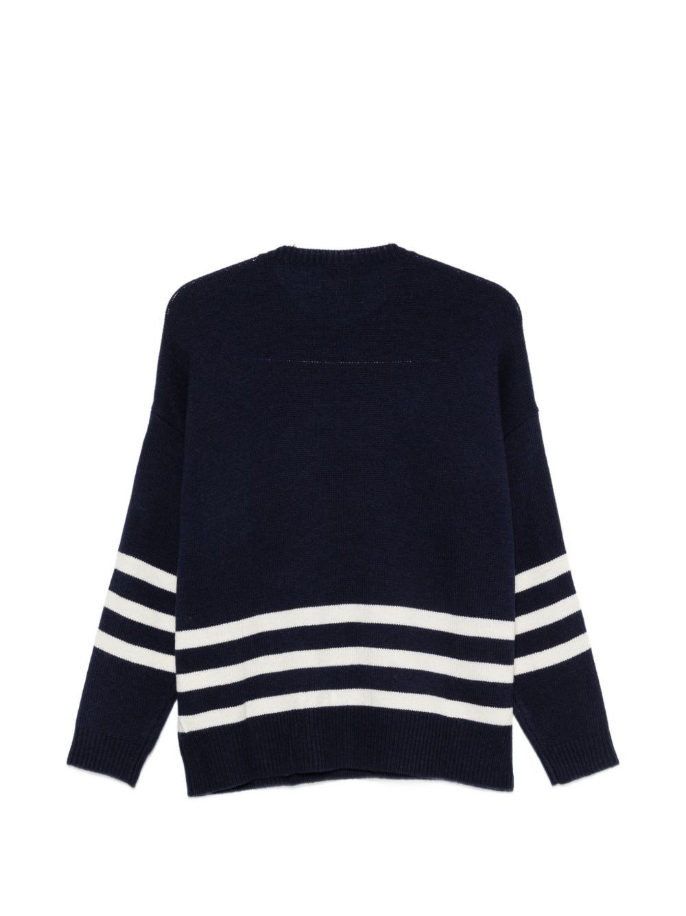 SEMICOUTURE Maglia ZENA in lana blu con righe bianche