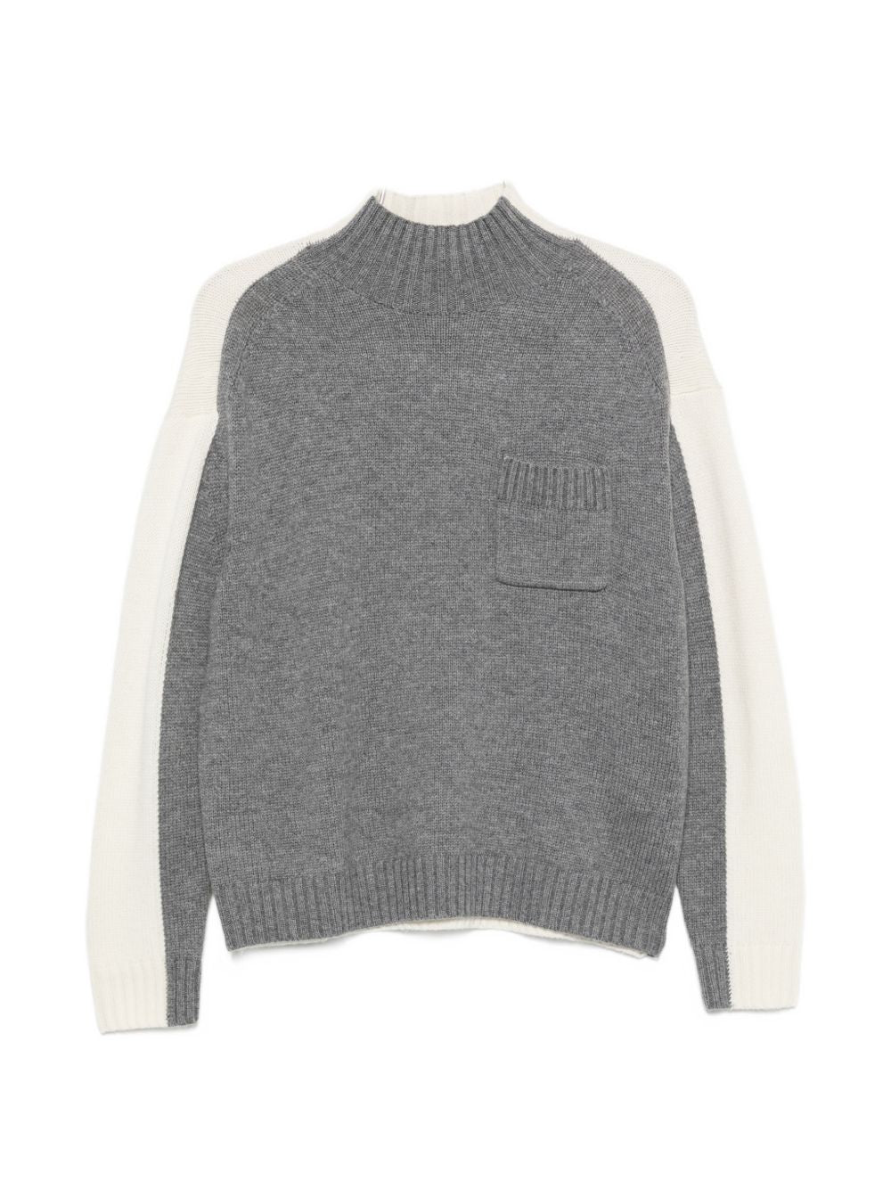 SEMICOUTURE Maglia WINNIE in lana grigia e bianca con collo alto