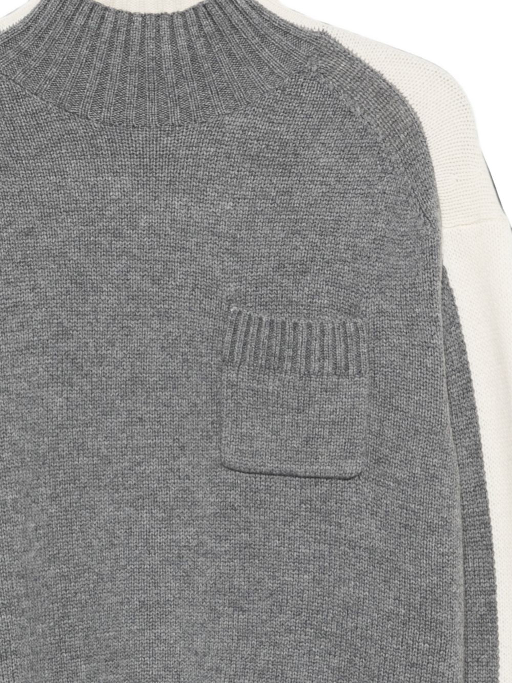 SEMICOUTURE Maglia WINNIE in lana grigia e bianca con collo alto