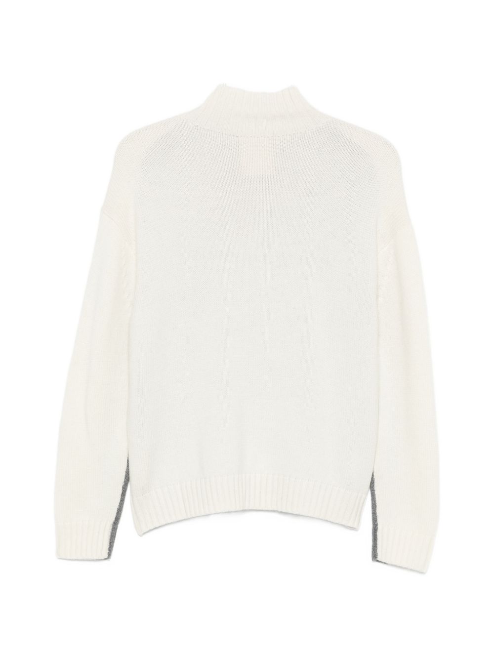 SEMICOUTURE Maglia WINNIE in lana grigia e bianca con collo alto