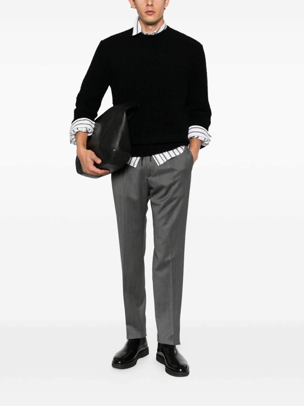SEVEN GAUGE Pullover nero in lana firmato