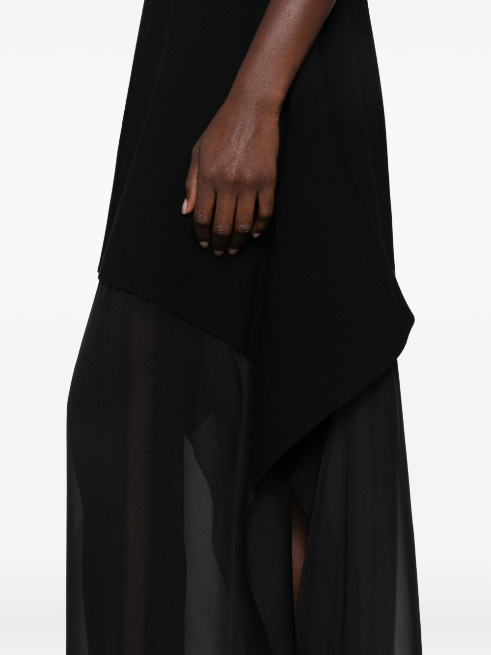 SPORTMAX Abito lungo a collo alto con velo in chiffon nero
