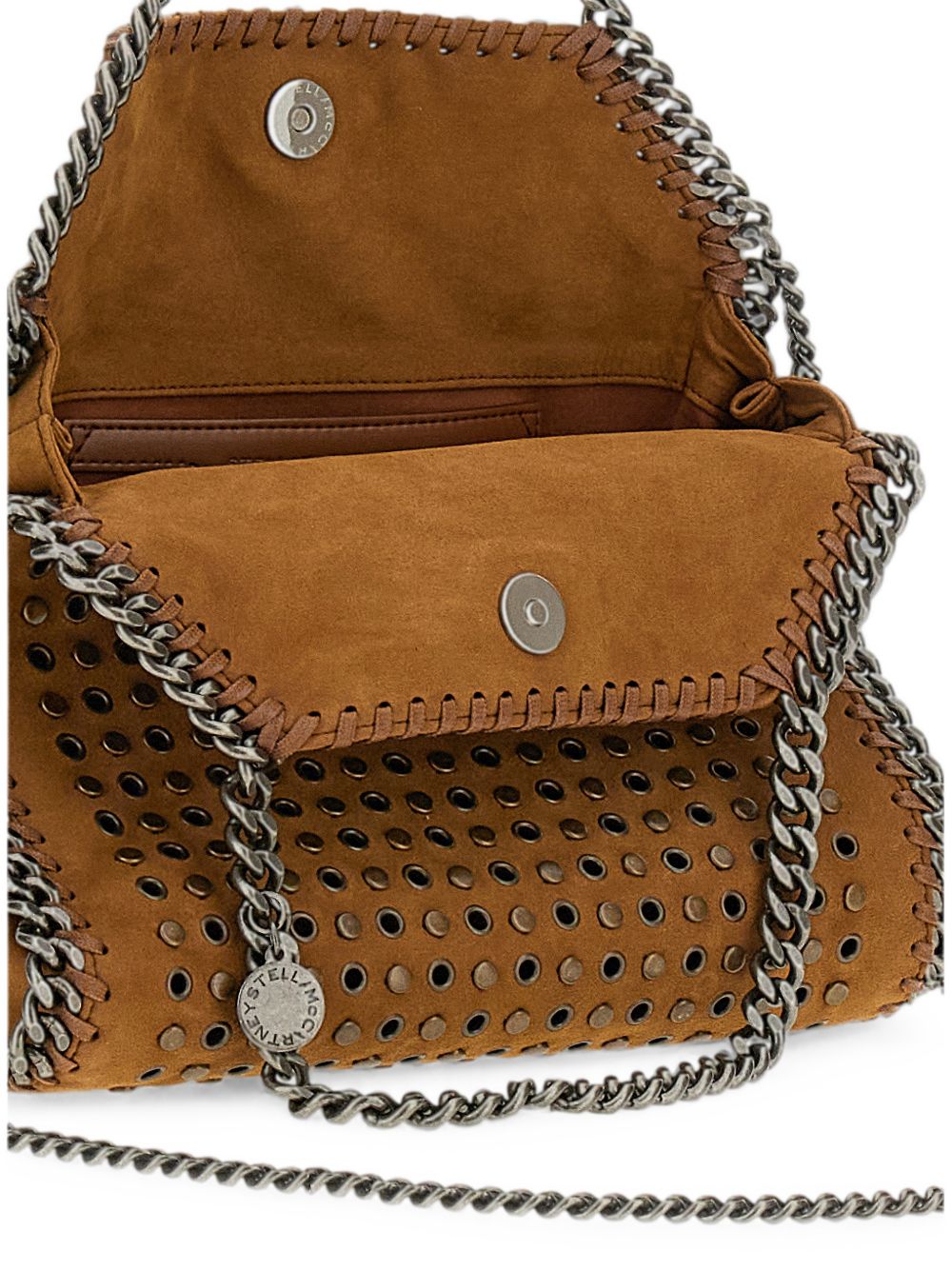 STELLA MCCARTNEY Mini borsa Falabella con borchiette e catena decorativa