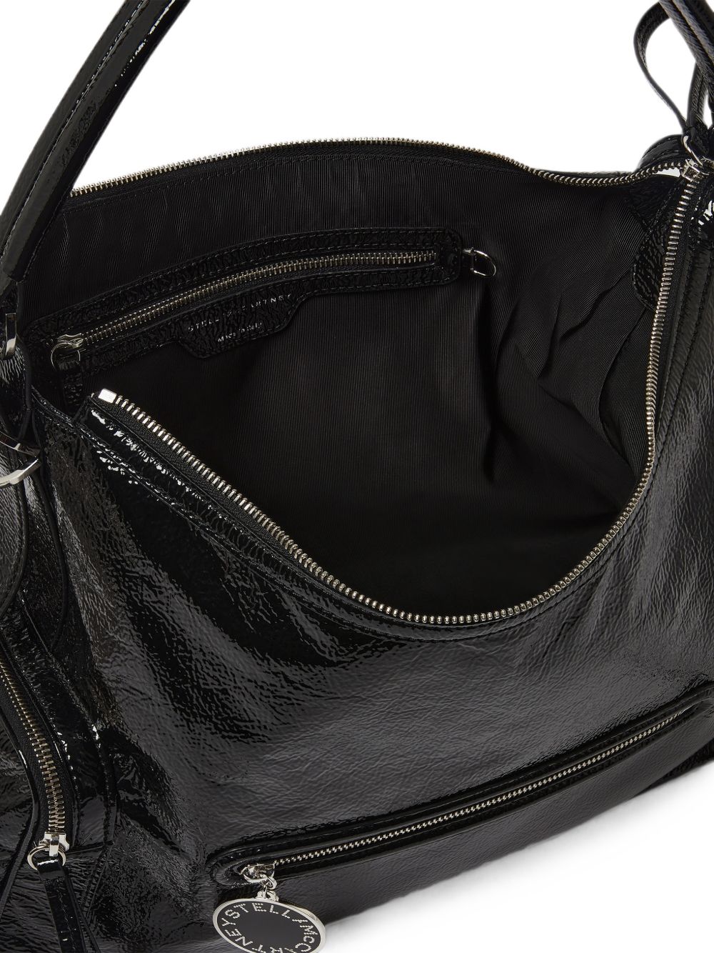 STELLA MCCARTNEY Borsa a spalla Dartmoor effetto pelle verniciata craquelé