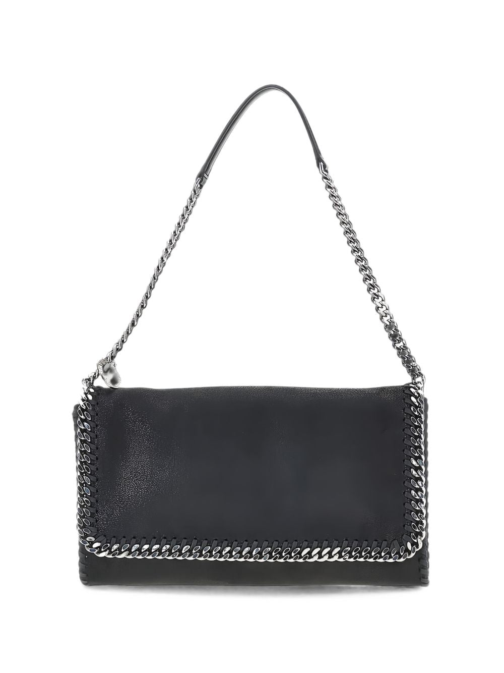 STELLA MCCARTNEY Borsa in eco-pelle con catenina argentata nera