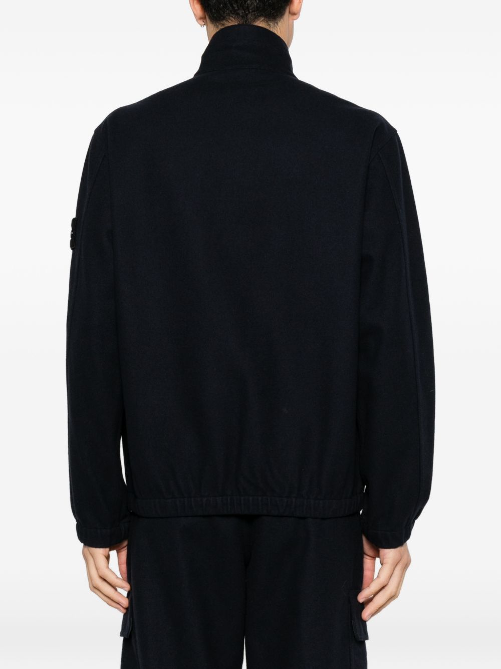 STONE ISLAND Giacca nera con zip e tasca sul petto