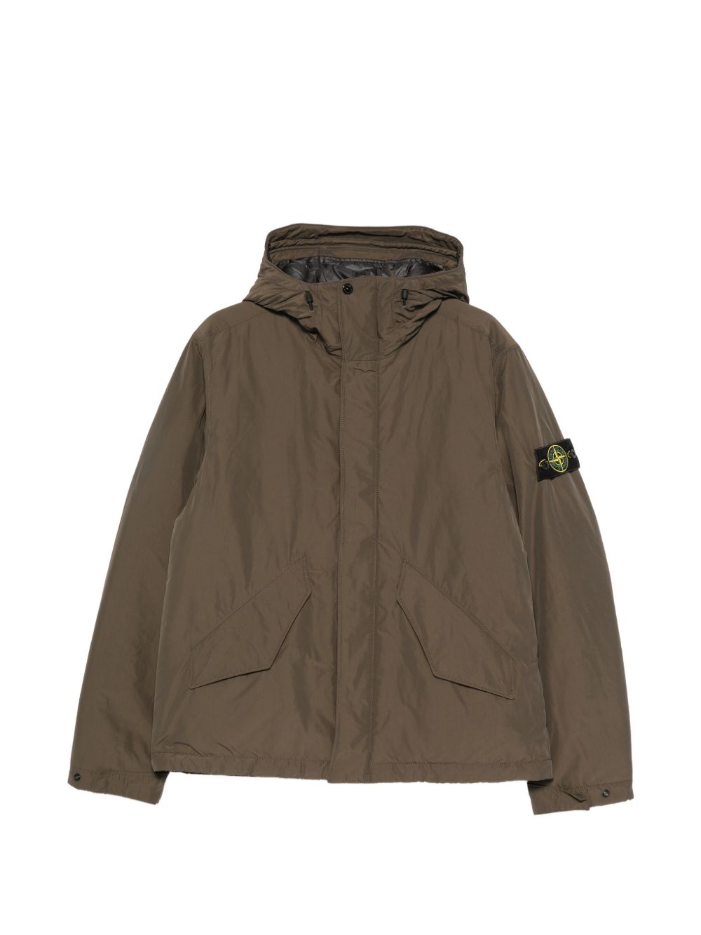 STONE ISLAND Giacca marrone con tasche e cappuccio