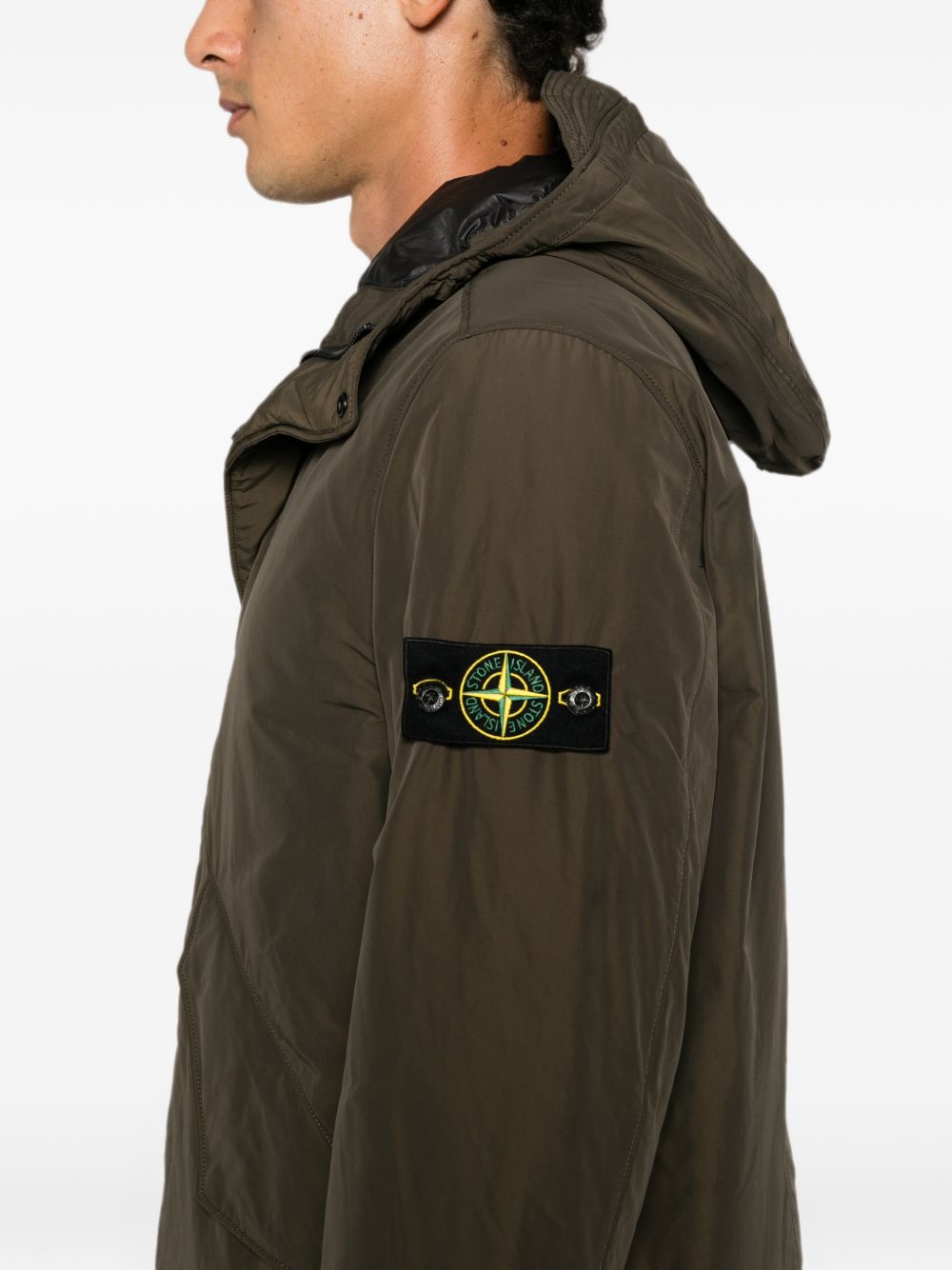 STONE ISLAND Giacca marrone con tasche e cappuccio