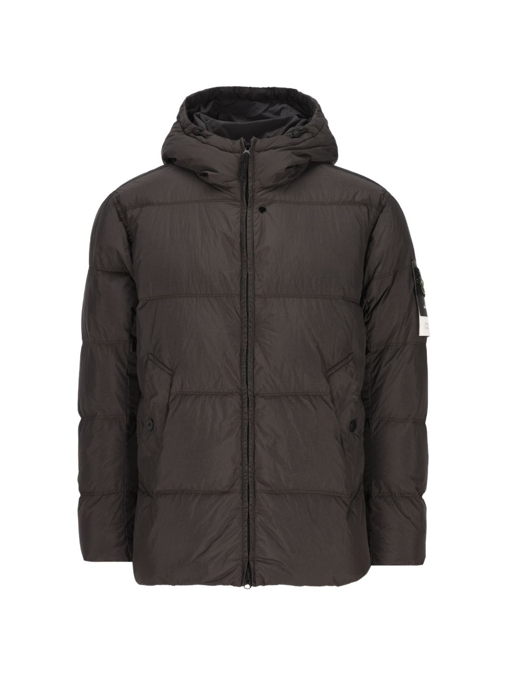 STONE ISLAND Giacca piumino trapuntata uomo marrone con cappuccio