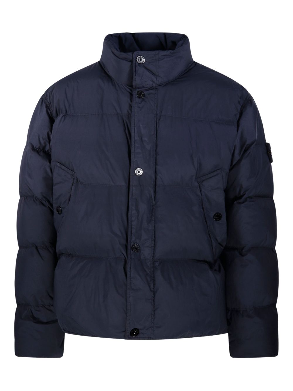 STONE ISLAND Piumino corto imbottito blu con tasche
