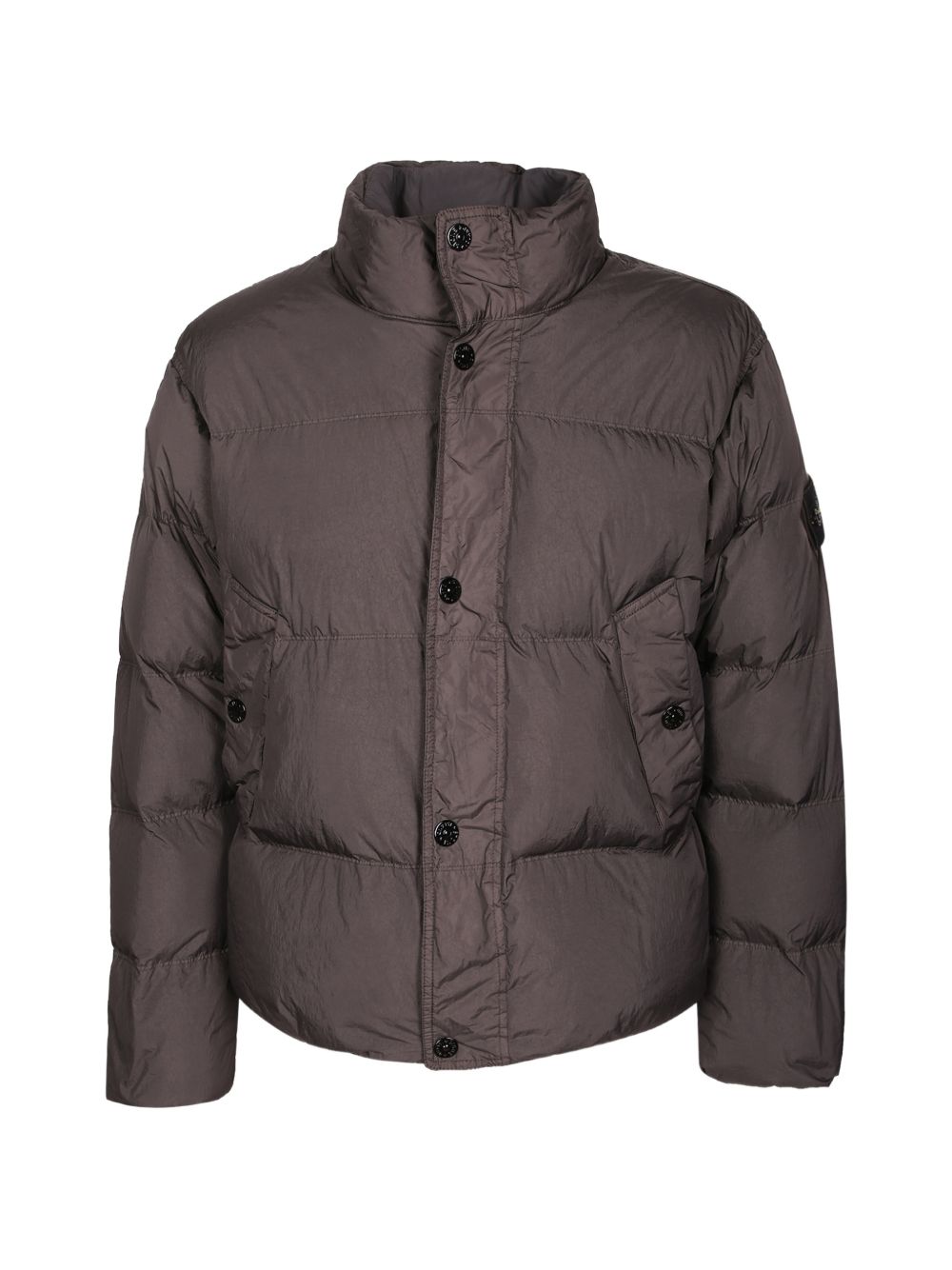 STONE ISLAND Piumino corto imbottito marrone tortora con tasche
