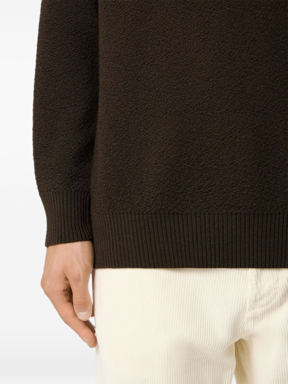 STONE ISLAND Maglia marrone in lana a girocollo con patch logo