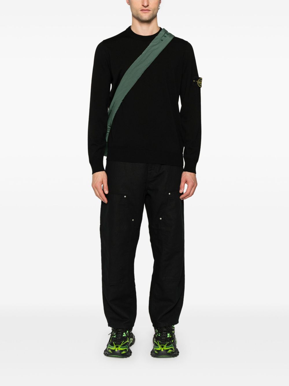 STONE ISLAND Maglione girocollo in lana nera