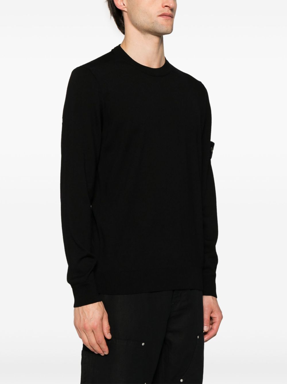 STONE ISLAND Maglione girocollo in lana nera