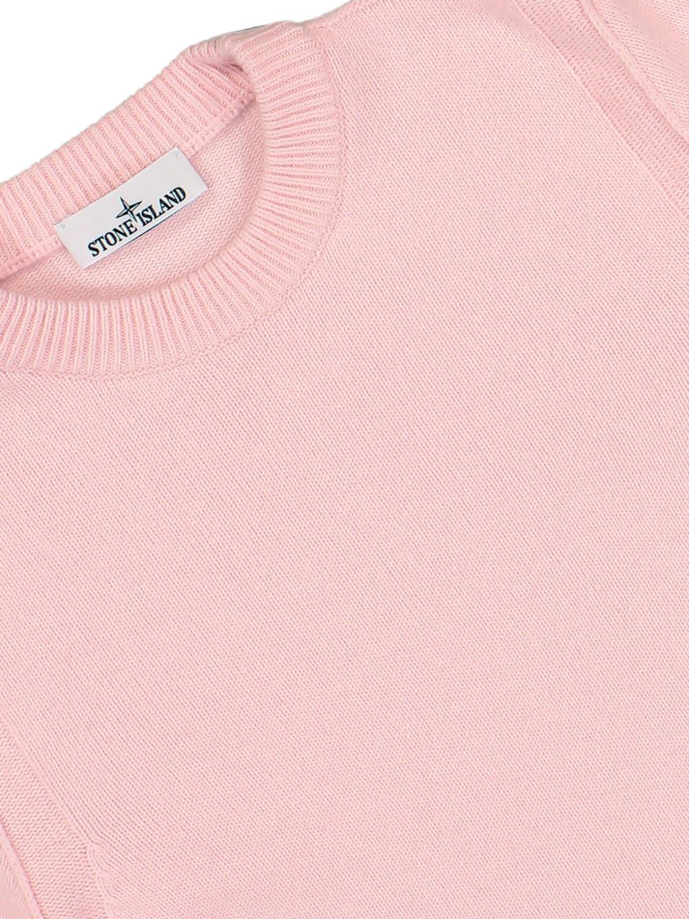 STONE ISLAND Maglia rosa in lana con patch logo sul braccio