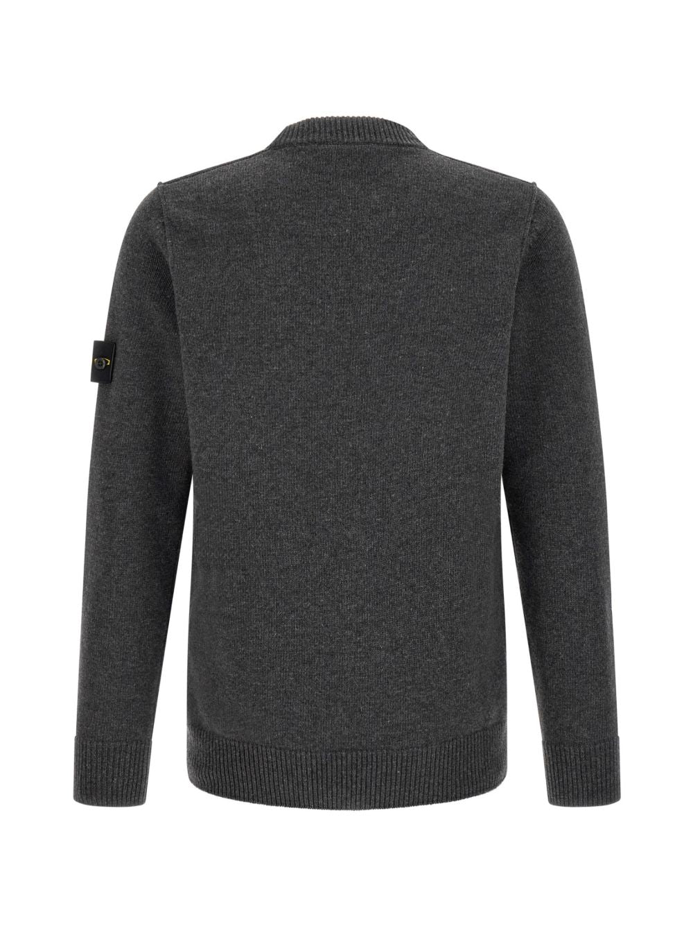 STONE ISLAND Maglia grigia in lana con patch logo sul braccio