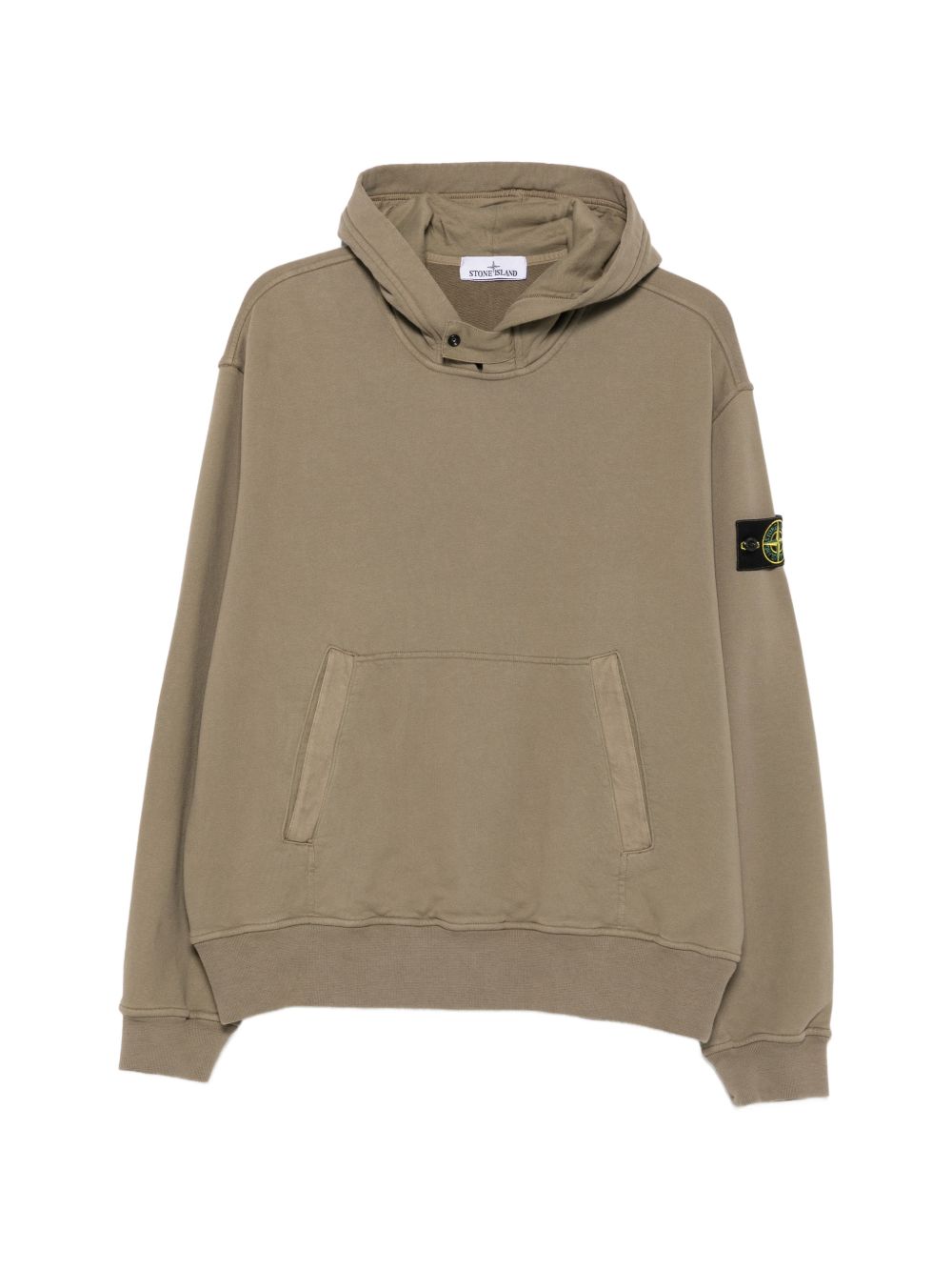 STONE ISLAND Felpa marrone in cotone con cappuccio e tasca