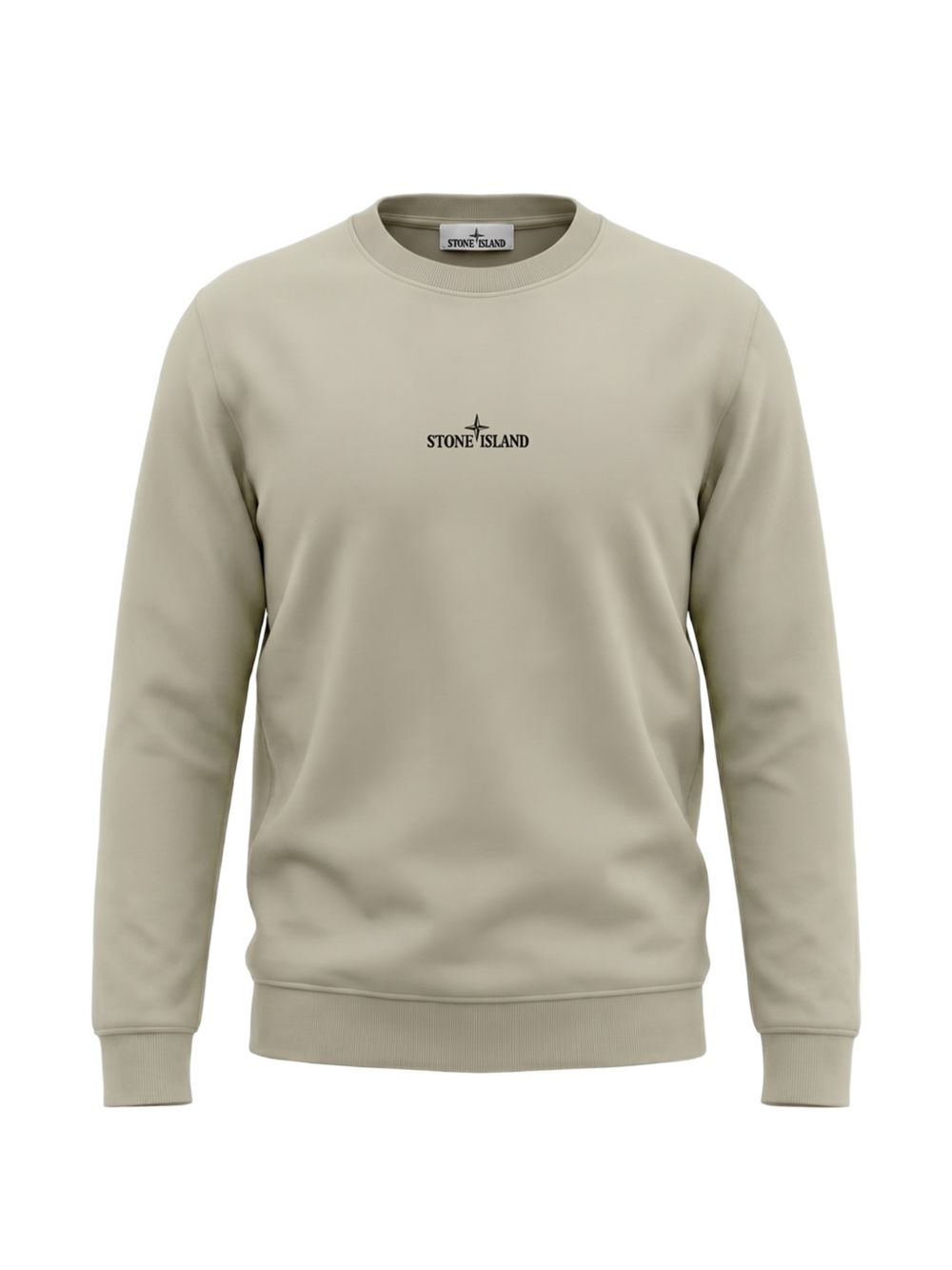 STONE ISLAND Felpa beige in cotone a girocollo