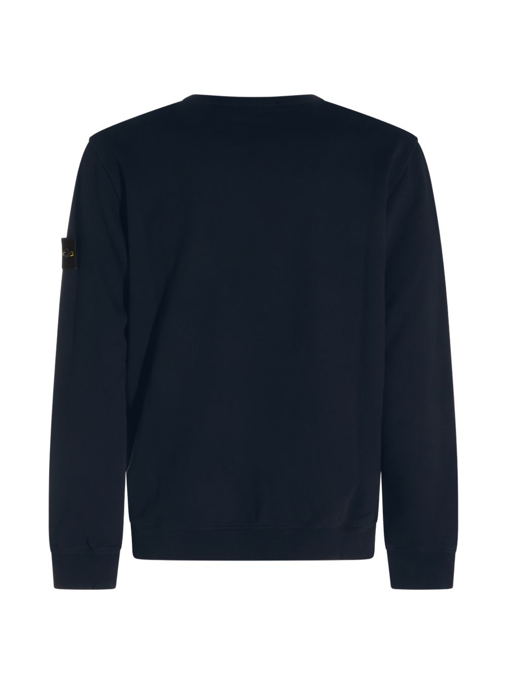 STONE ISLAND Felpa blu in cotone a girocollo con patch logo sulla spalla
