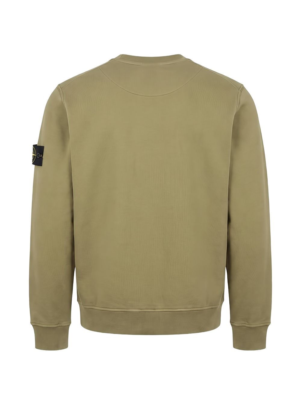 STONE ISLAND Felpa verde in cotone a girocollo con patch logo