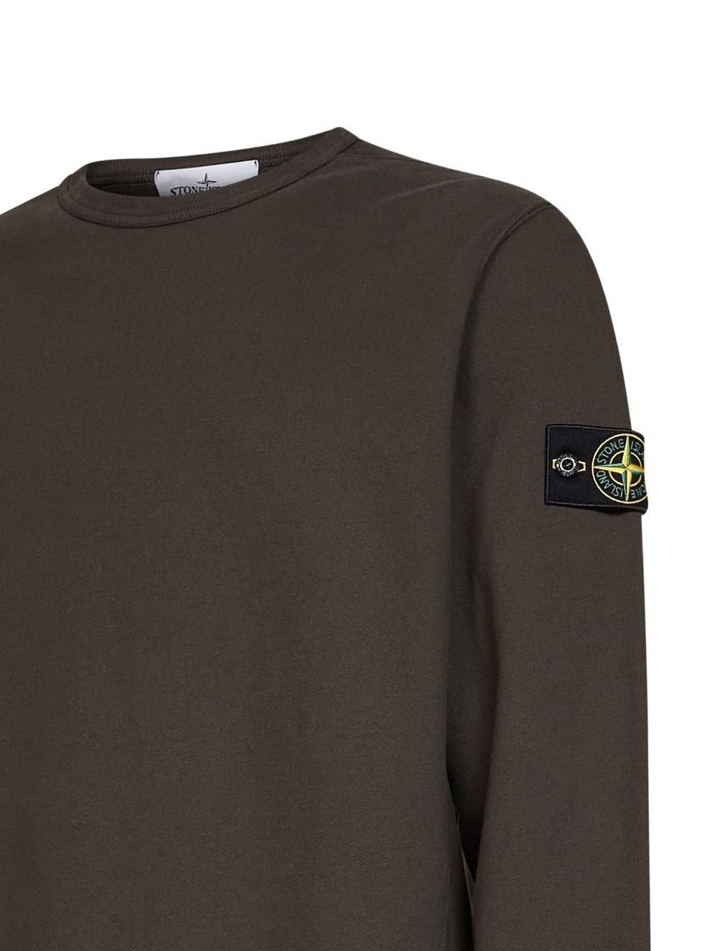 STONE ISLAND Felpa nera con cappuccio e patch logo firmata