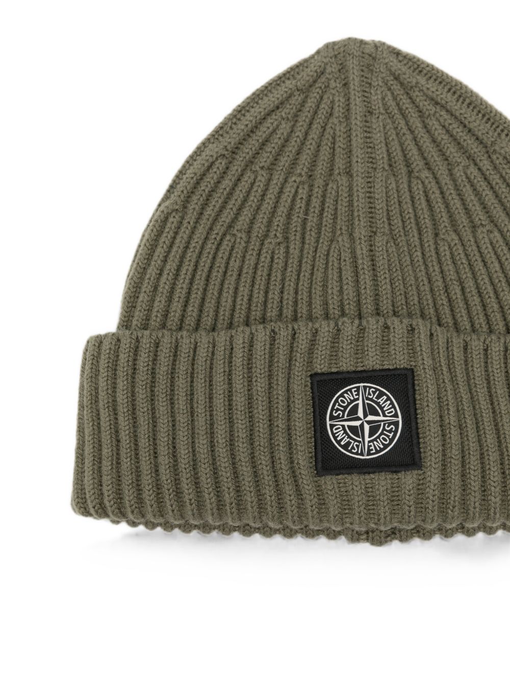 STONE ISLAND Berretto verde militare in lana con logo