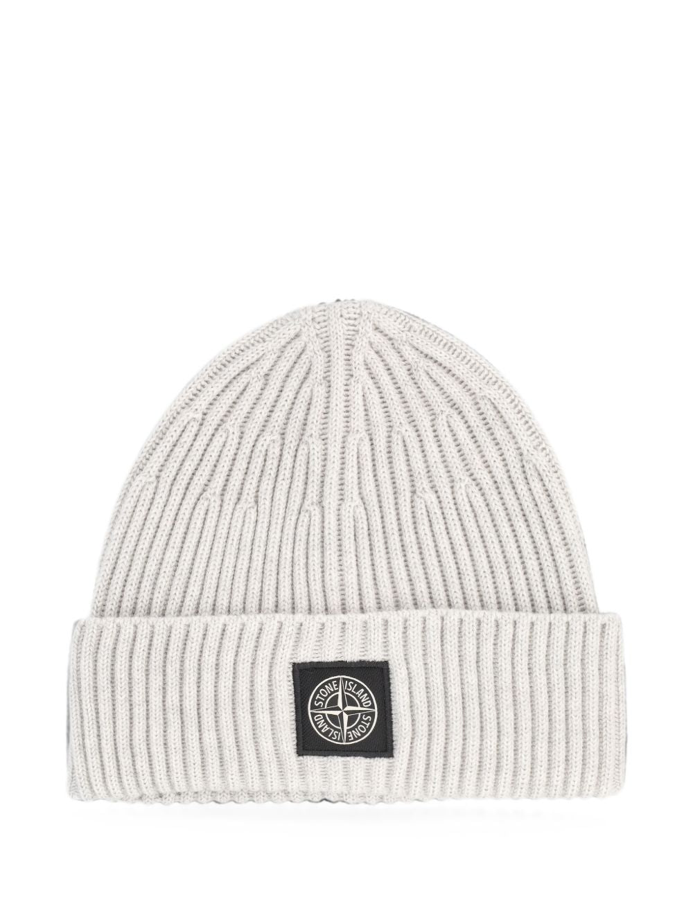 STONE ISLAND Berretto grigio chiaro in lana con logo