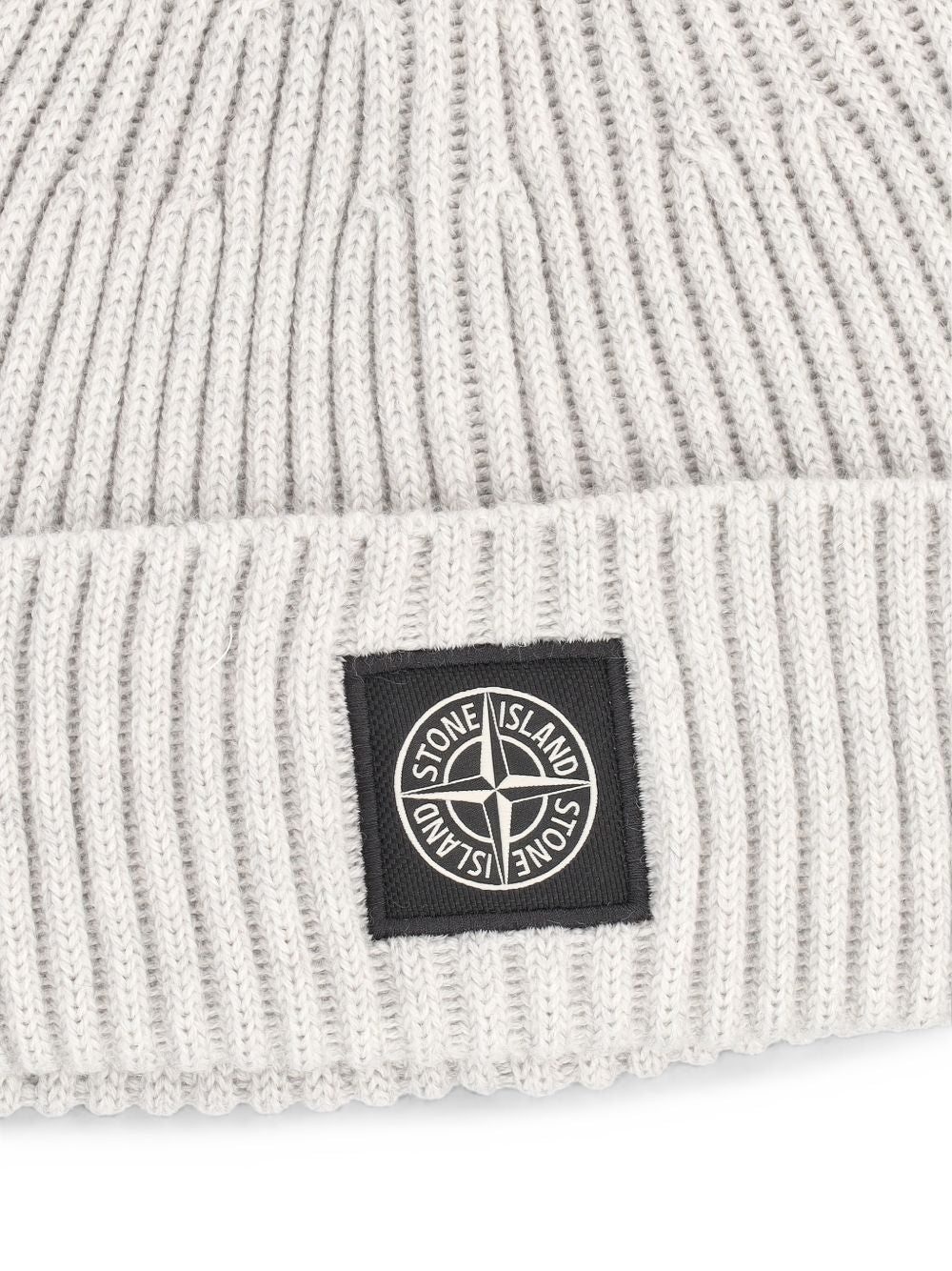 STONE ISLAND Berretto grigio chiaro in lana con logo