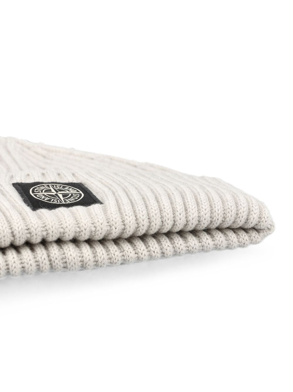 STONE ISLAND Berretto grigio chiaro in lana con logo