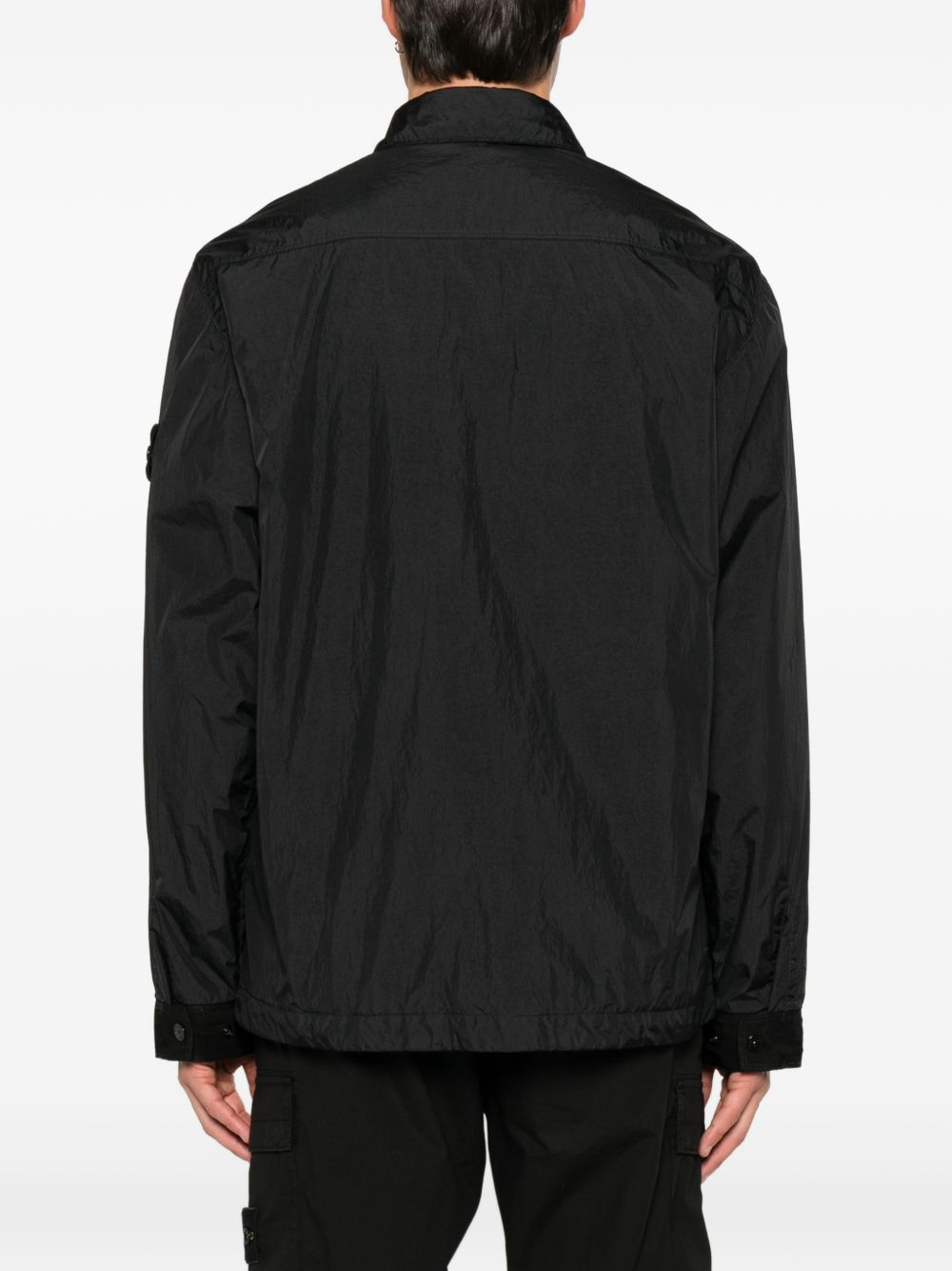 STONE ISLAND Giacca a vento nera con patch logo