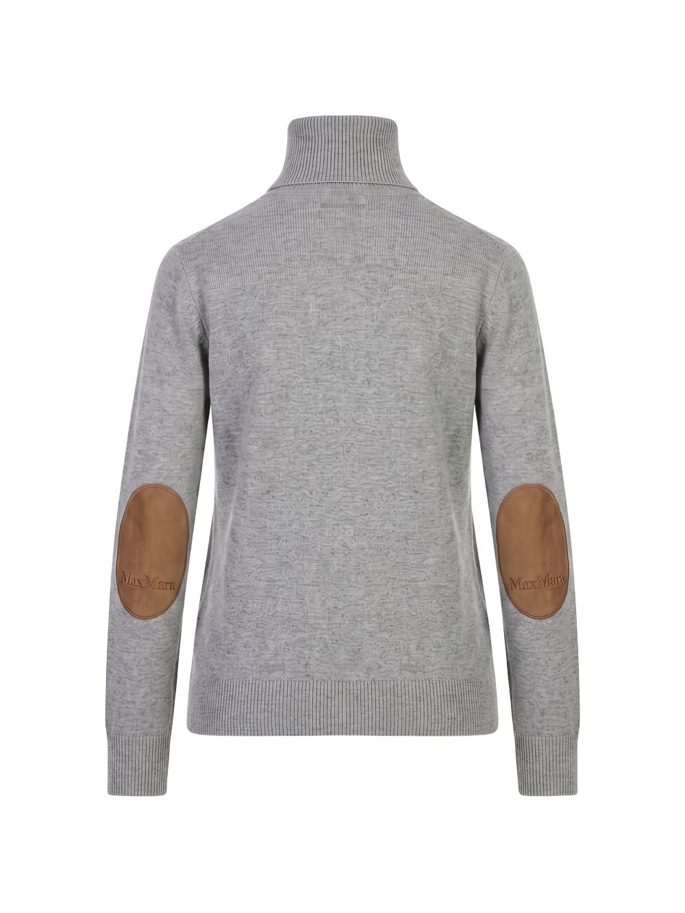 S MAX MARA Maglia a collo alto in lana grigio con toppe
