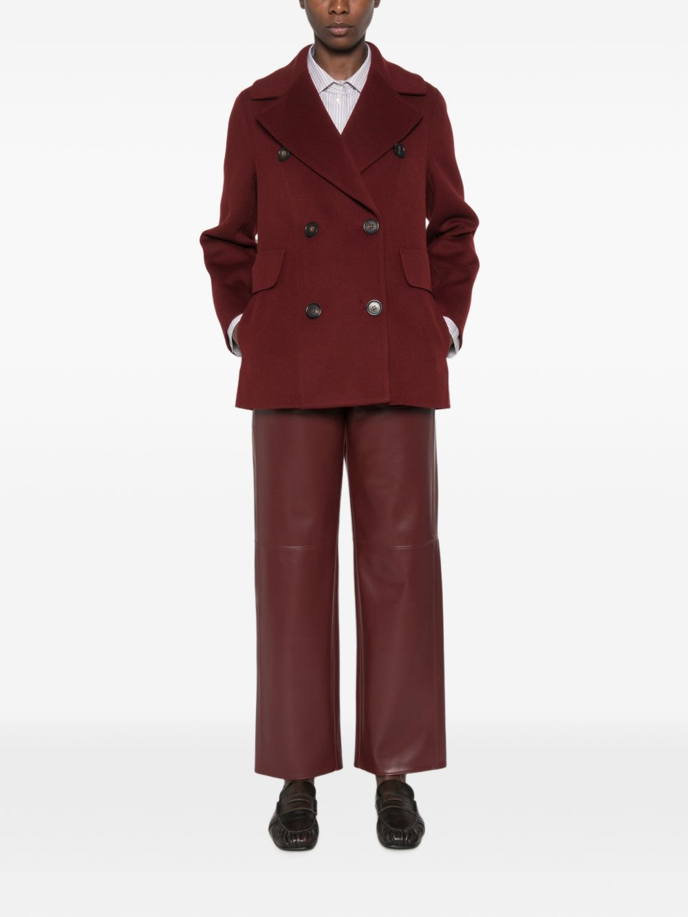 S MAX MARA Pantaloni in Jersey Spalmato Effetto Ecopelle