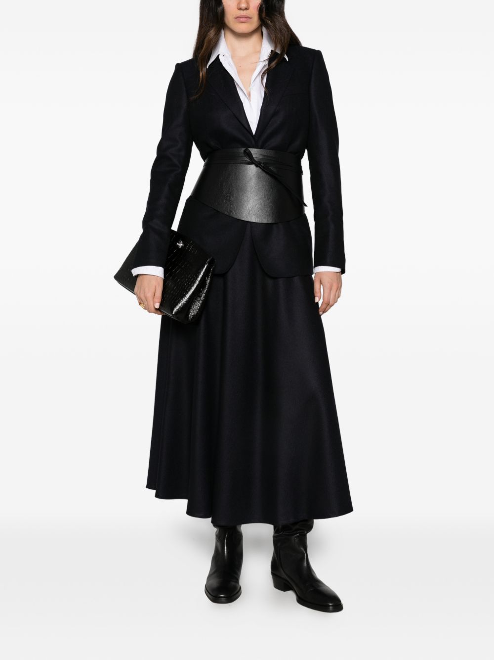TAGLIATORE Gonna midi in lana misto cashmere blu navy