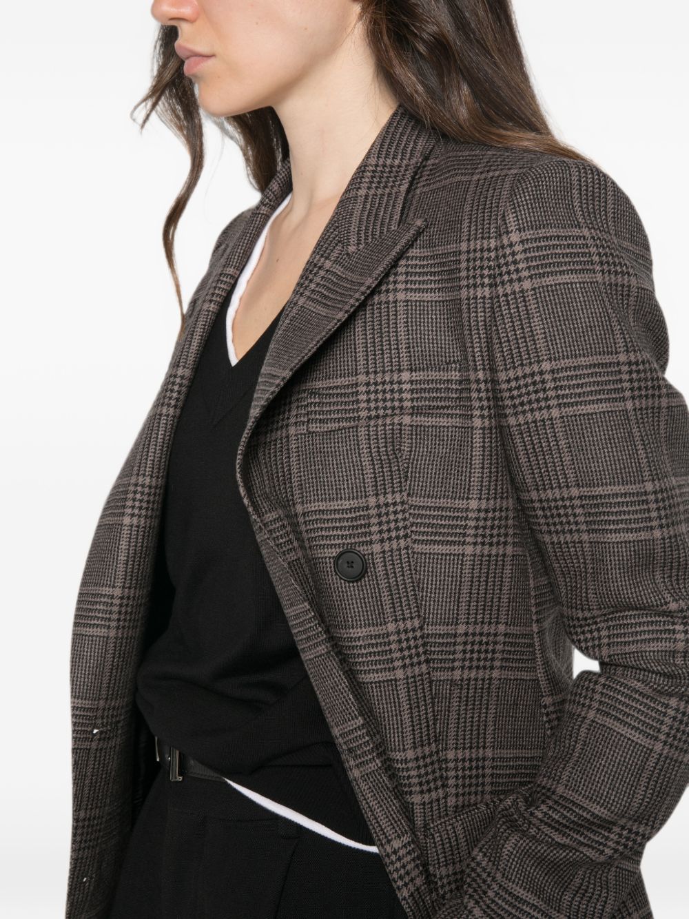 TAGLIATORE Giacca blazer in lana motivo galles nero