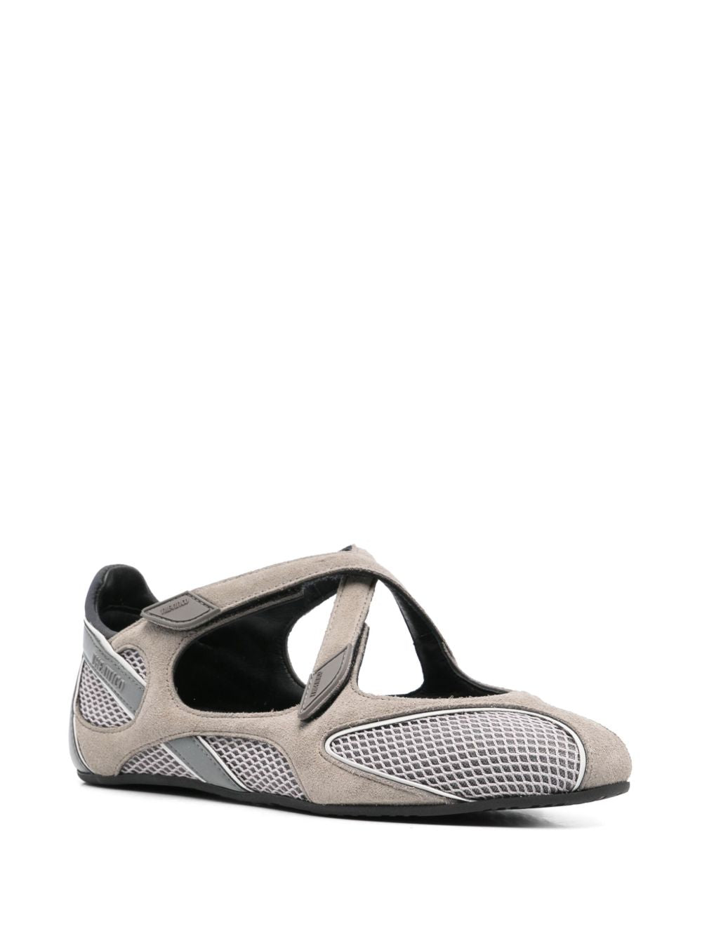 THE ATTICO Le ballerine Floor 01 Flat grigie con cinturini incrociati
