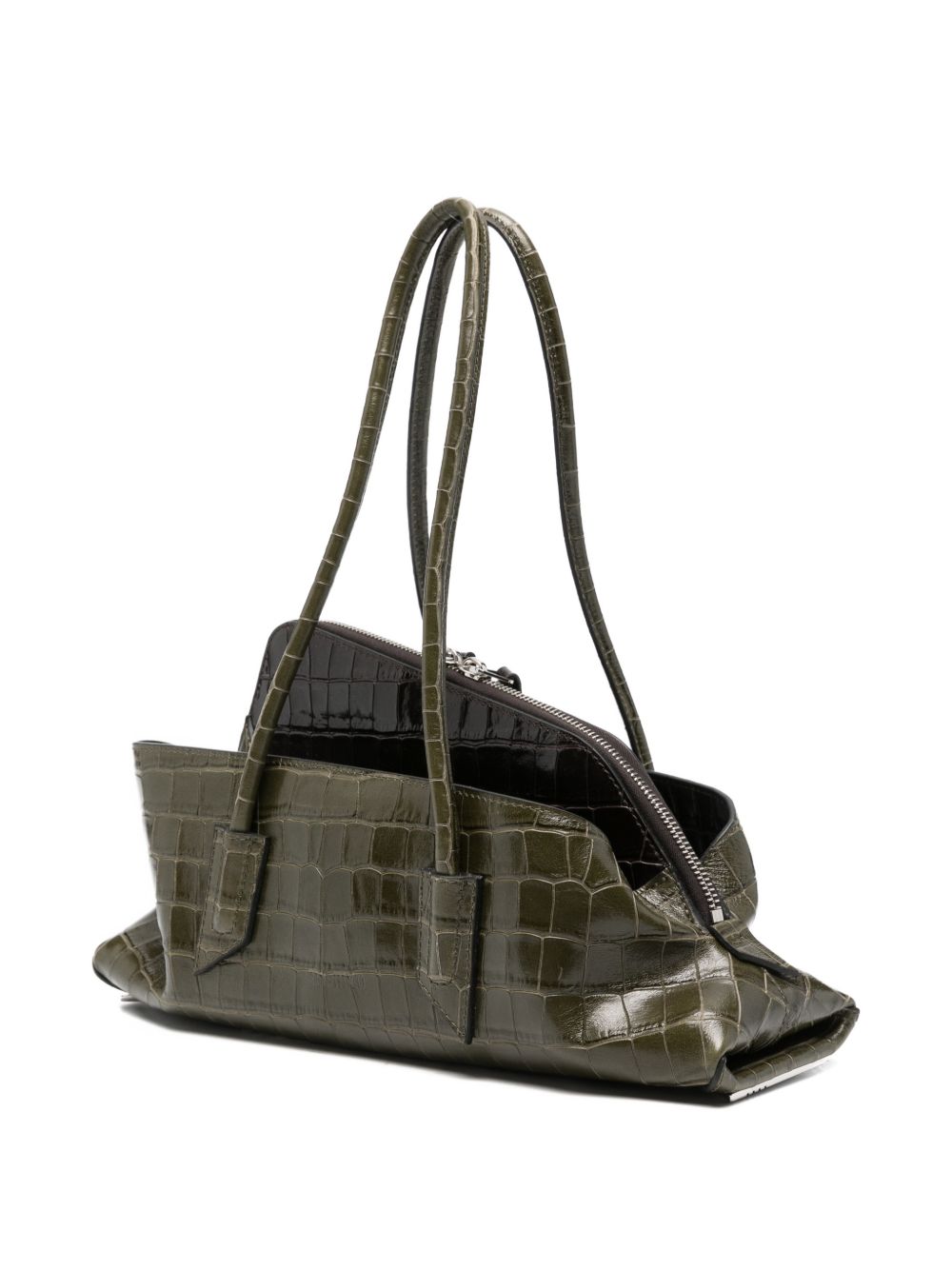 THE ATTICO Borsa a spalla La Passeggiata Small verde effetto cocco