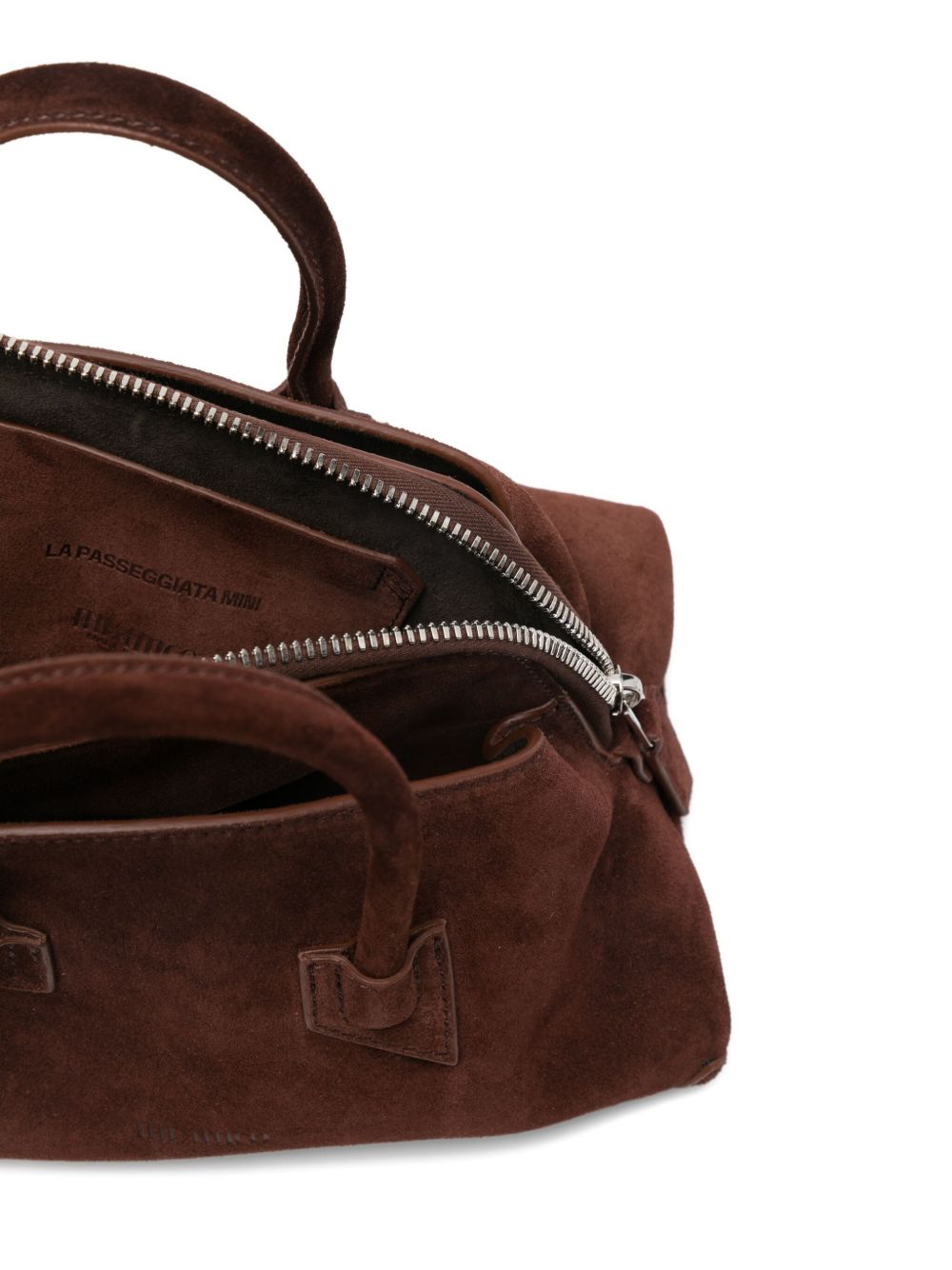 THE ATTICO Borsa a spalla La Passeggiata Mini in suede marrone