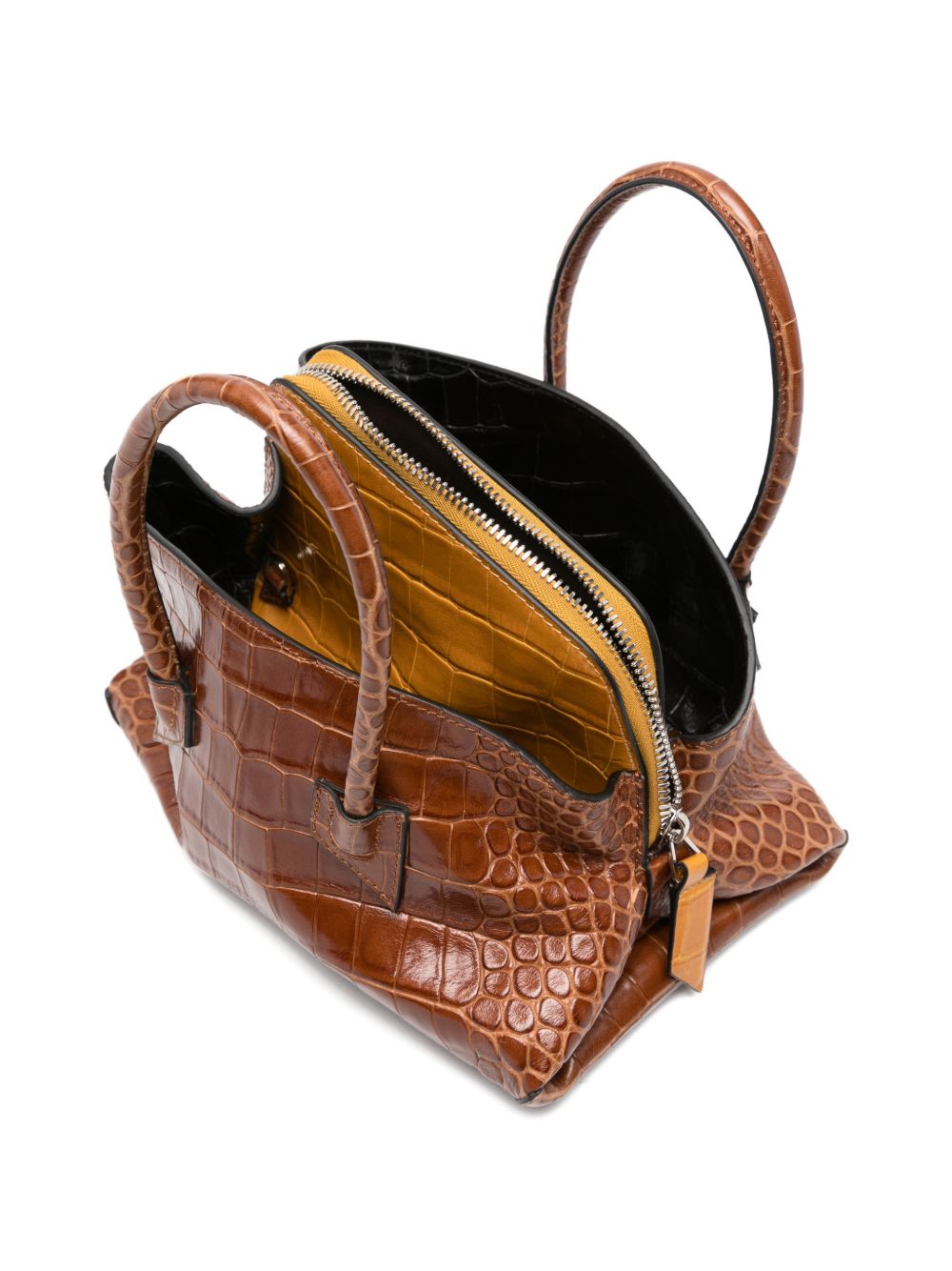 THE ATTICO Borsa a spalla La Passeggiata Mini marrone lucida effetto cocco