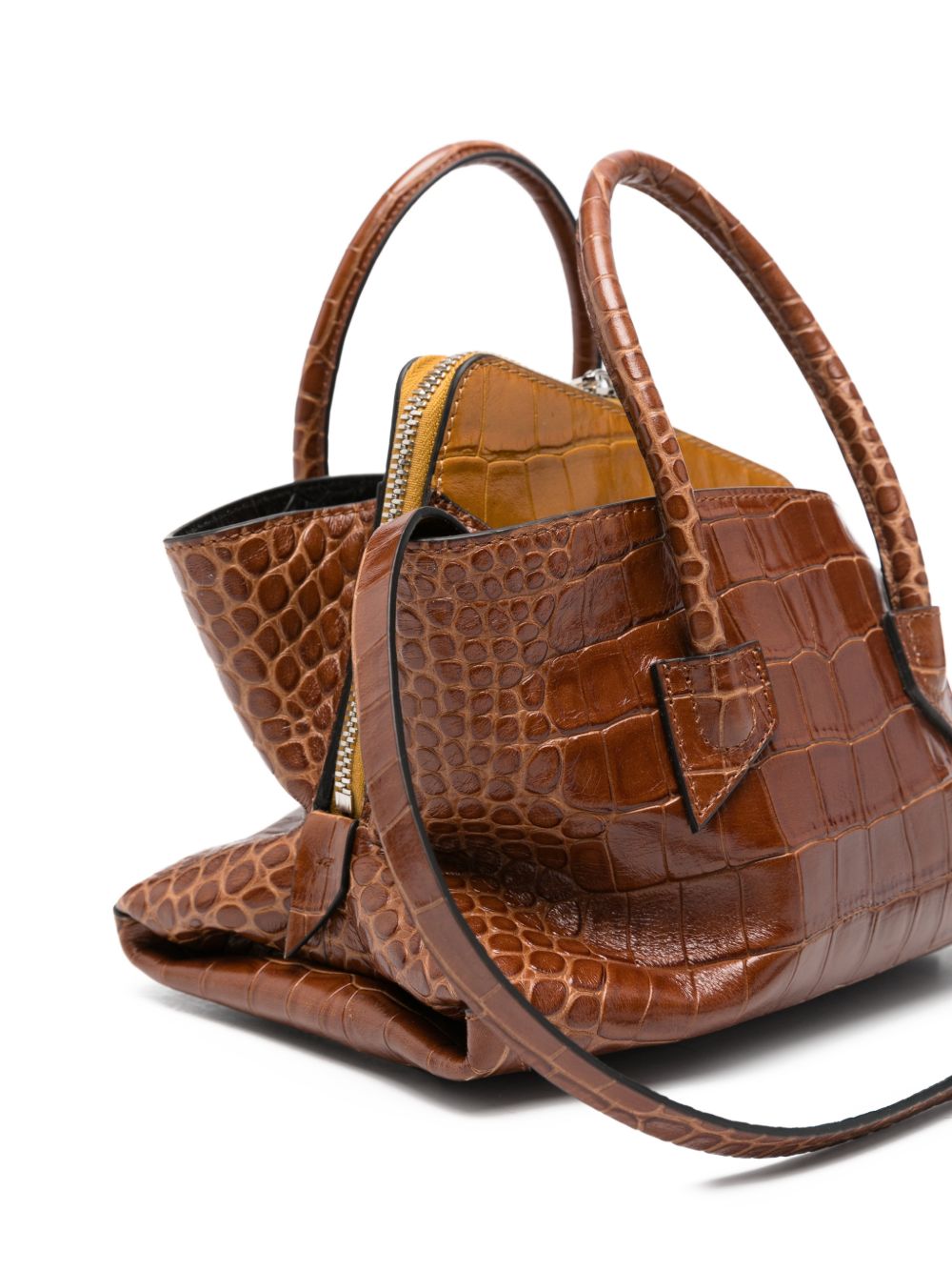 THE ATTICO Borsa a spalla La Passeggiata Mini marrone lucida effetto cocco