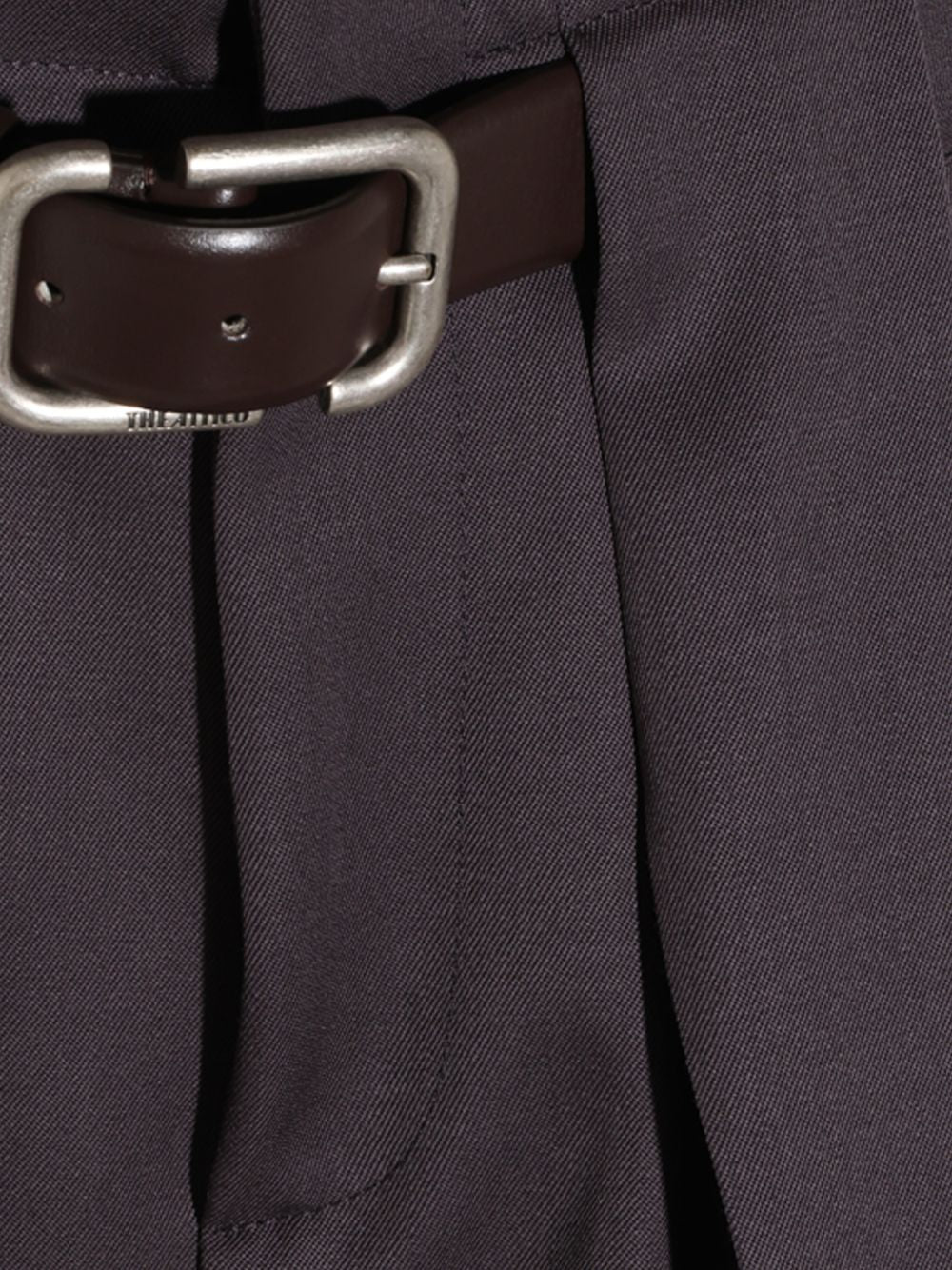 THE ATTICO Pantaloni grigi a vita alta in lana con cintura integrata