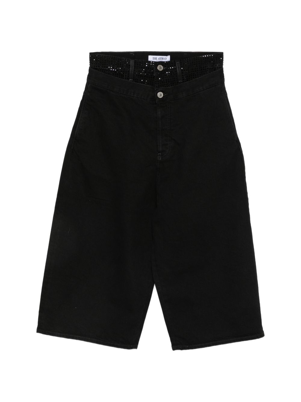 THE ATTICO Bermuda lunghii neri in cotone con Thermostrass