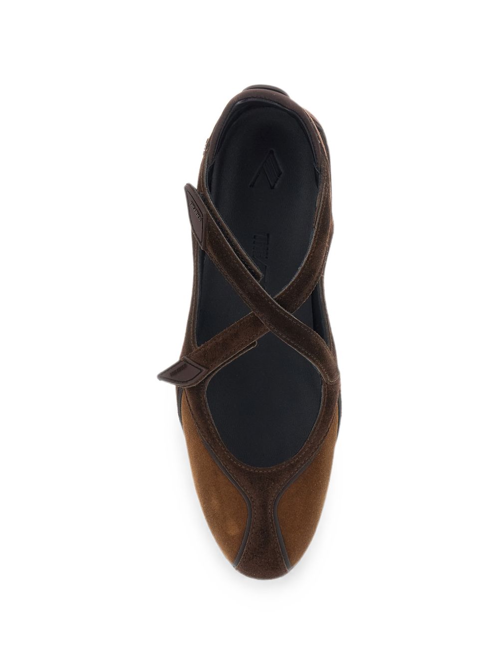 THE ATTICO Ballerine marroni in pelle suede con cinturini incrociati