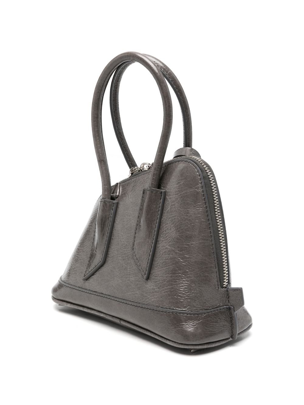 THE ATTICO Superattico borsa a mano con tracolla grigio perla lucido