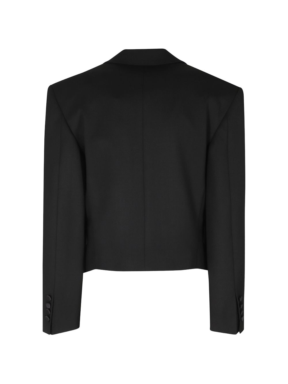 THE ATTICO Superattico10 blazer nero boxy cropped in gabardine di lana