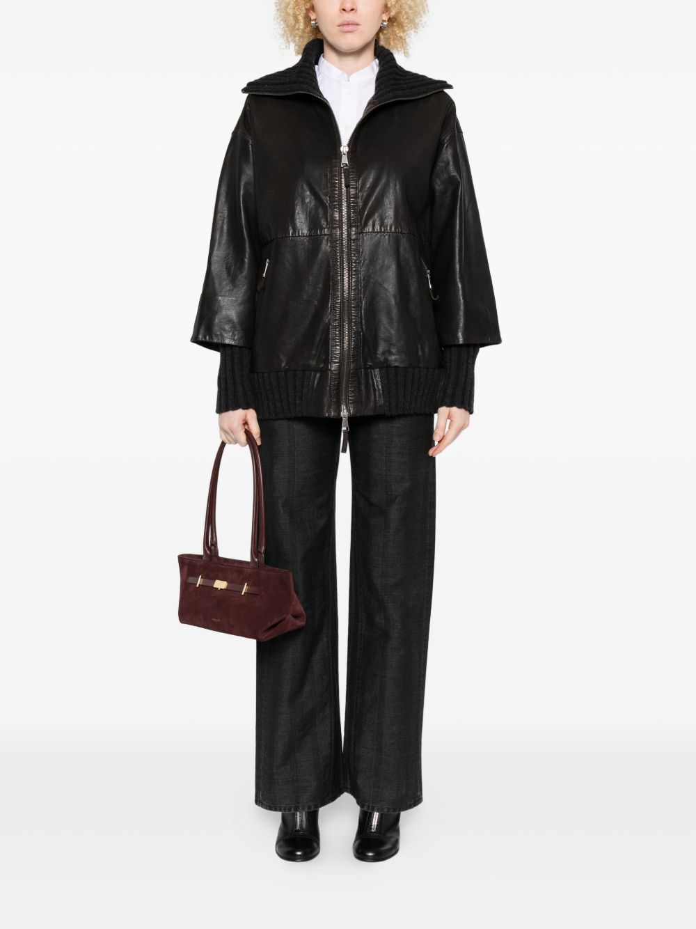 THE JACK AND JACKIE LEATHERS Giacca Fenice in pelle con colletto ampio
